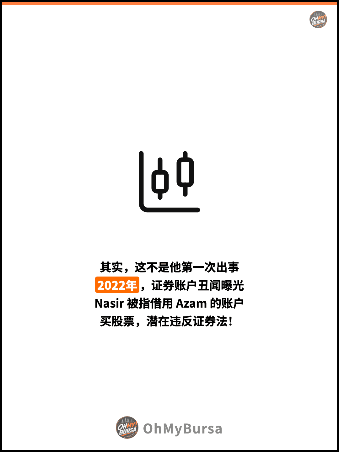 其实，这不是他第一次出事 2022年，证券账户丑闻曝光 Nasir 被指借用 Azam 的账户 买股票，潜在违反证券法！