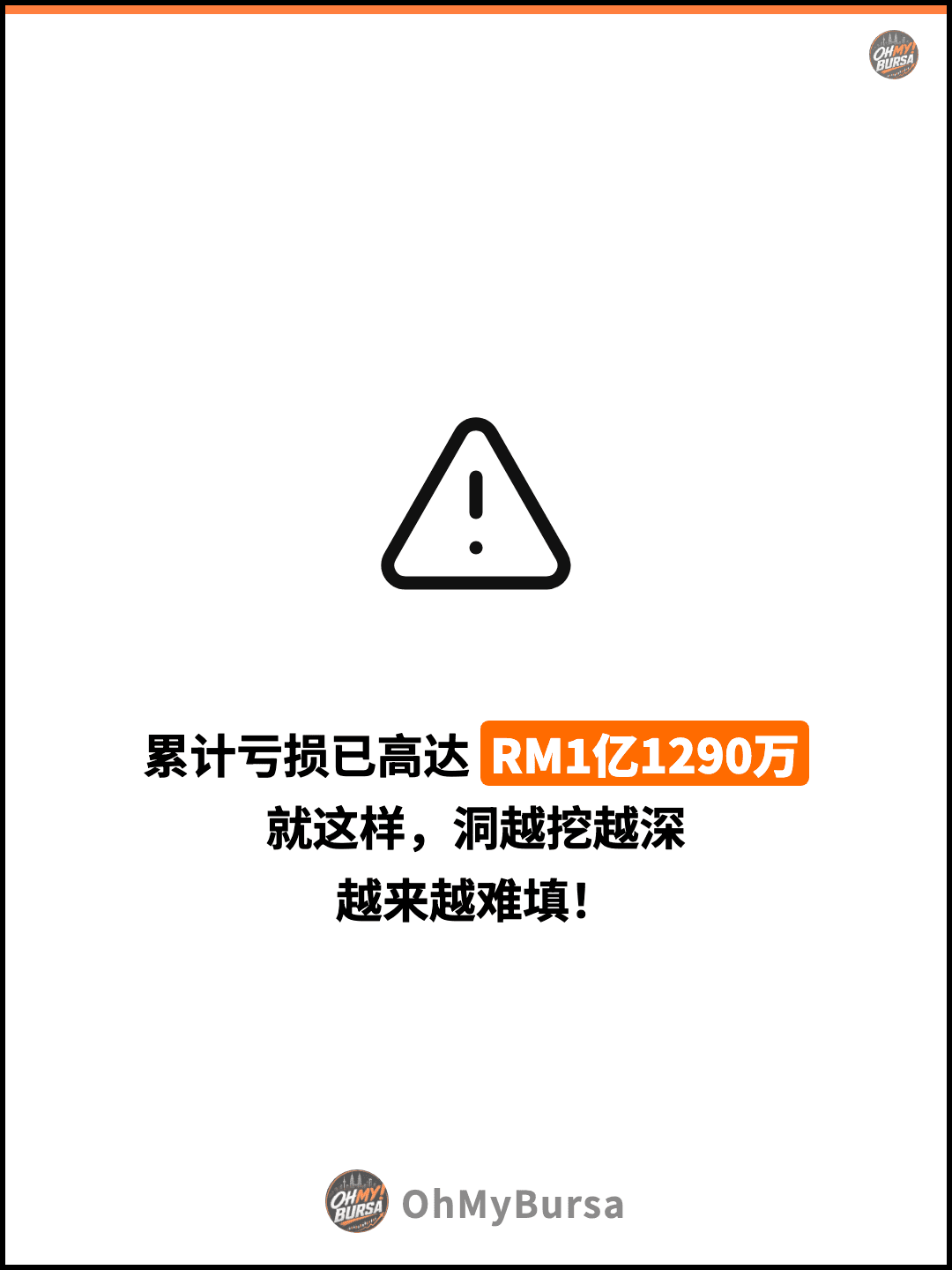 累计亏损已高达 RM1亿1290万 就这样，洞越挖越深 越来越难填！