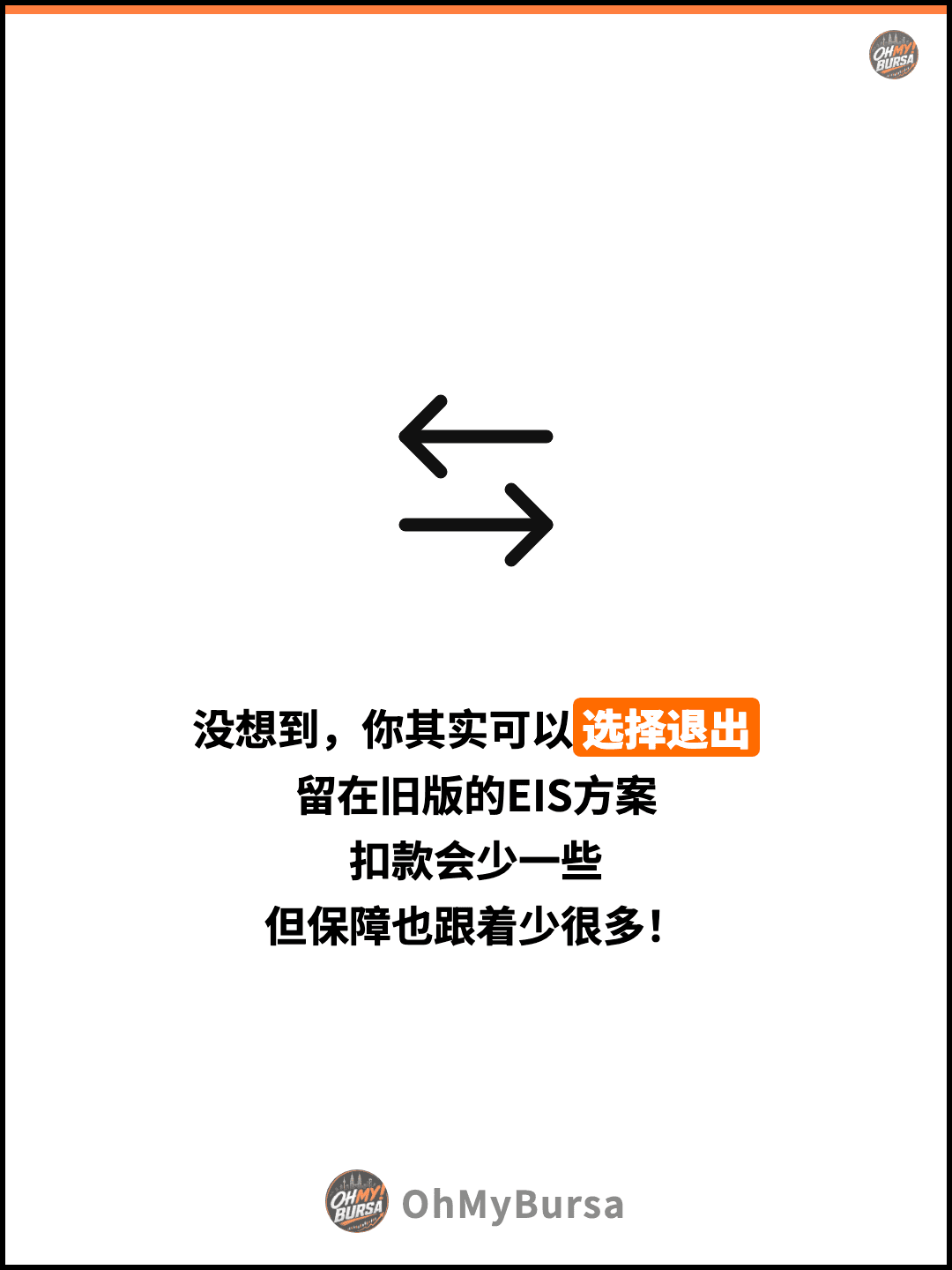 没想到，你其实可以选择退出 留在旧版的EIS方案 扣款会少一些 但保障也跟着少很多！