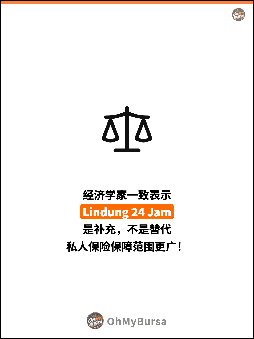 经济学家一致表示 Lindung 24 Jam 是补充，不是替代 私人保险保障范围更广！