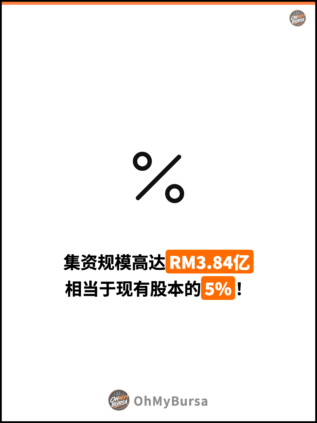 集资规模高达RM3.84亿 相当于现有股本的5%！