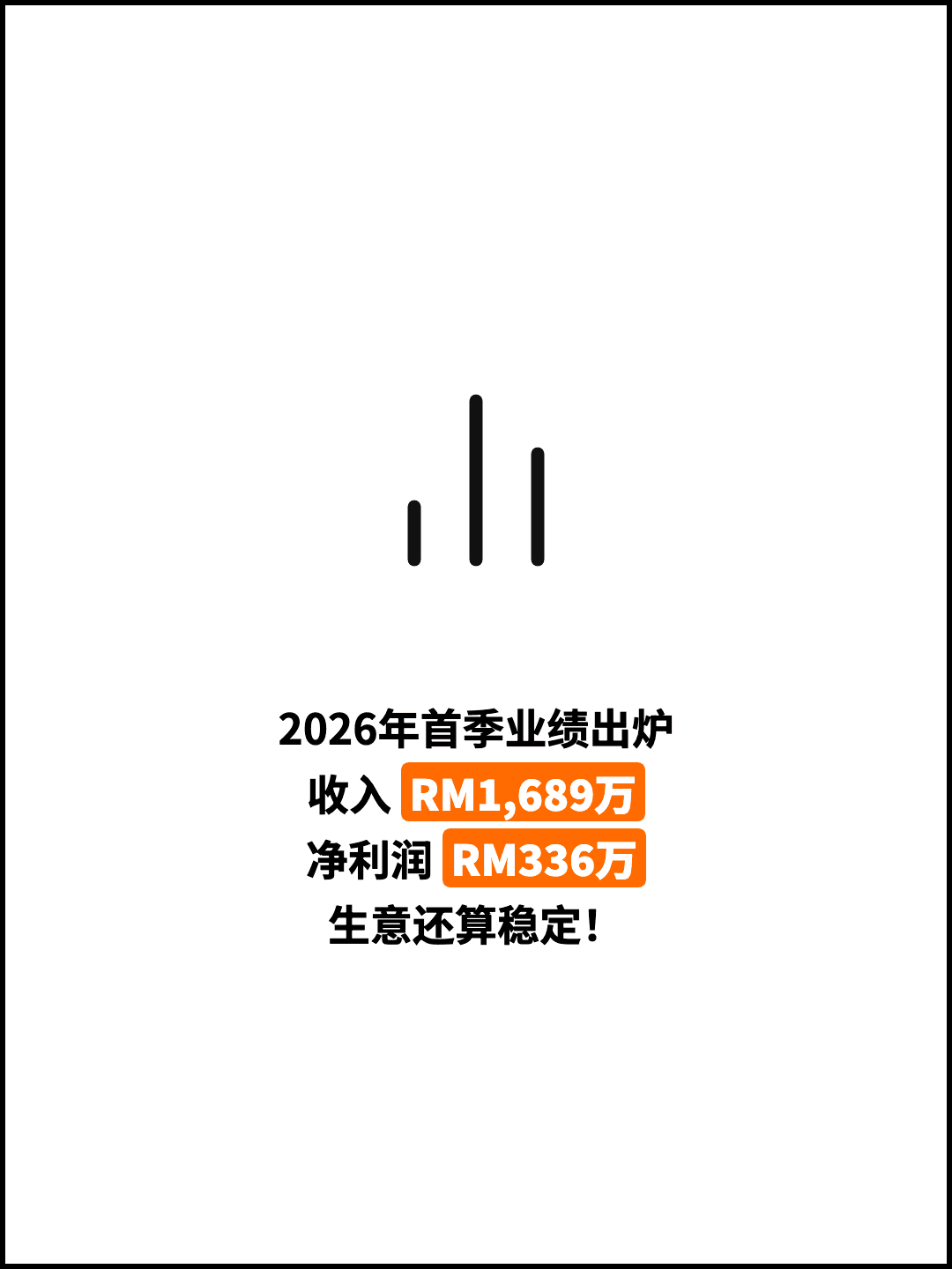 2026年首季业绩出炉 收入 RM1,689万 净利润 RM336万 生意还算稳定！