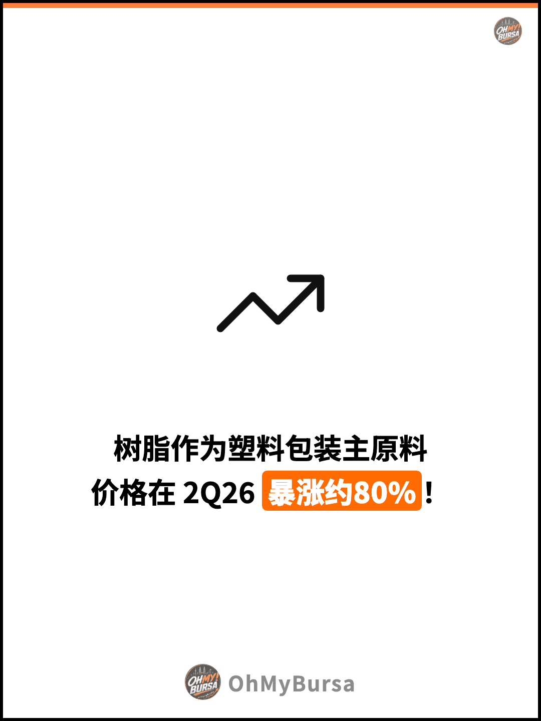 树脂作为塑料包装主原料 价格在 2Q26 暴涨约80%！
