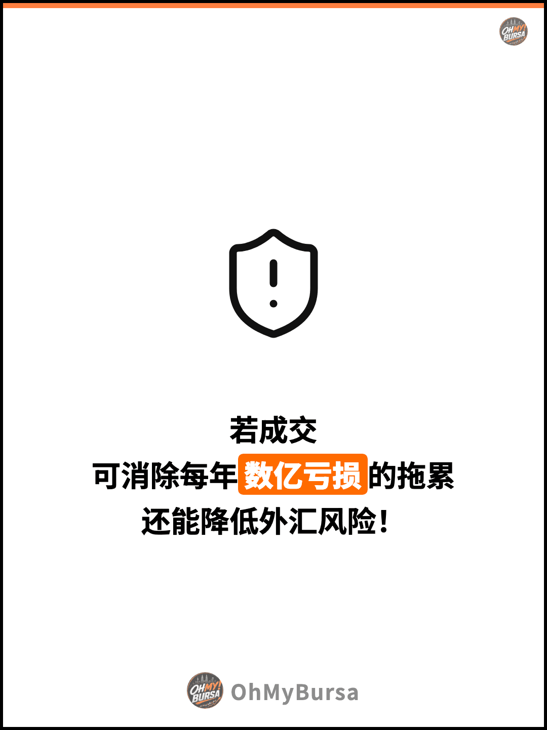 若成交 可消除每年数亿亏损的拖累 还能降低外汇风险！