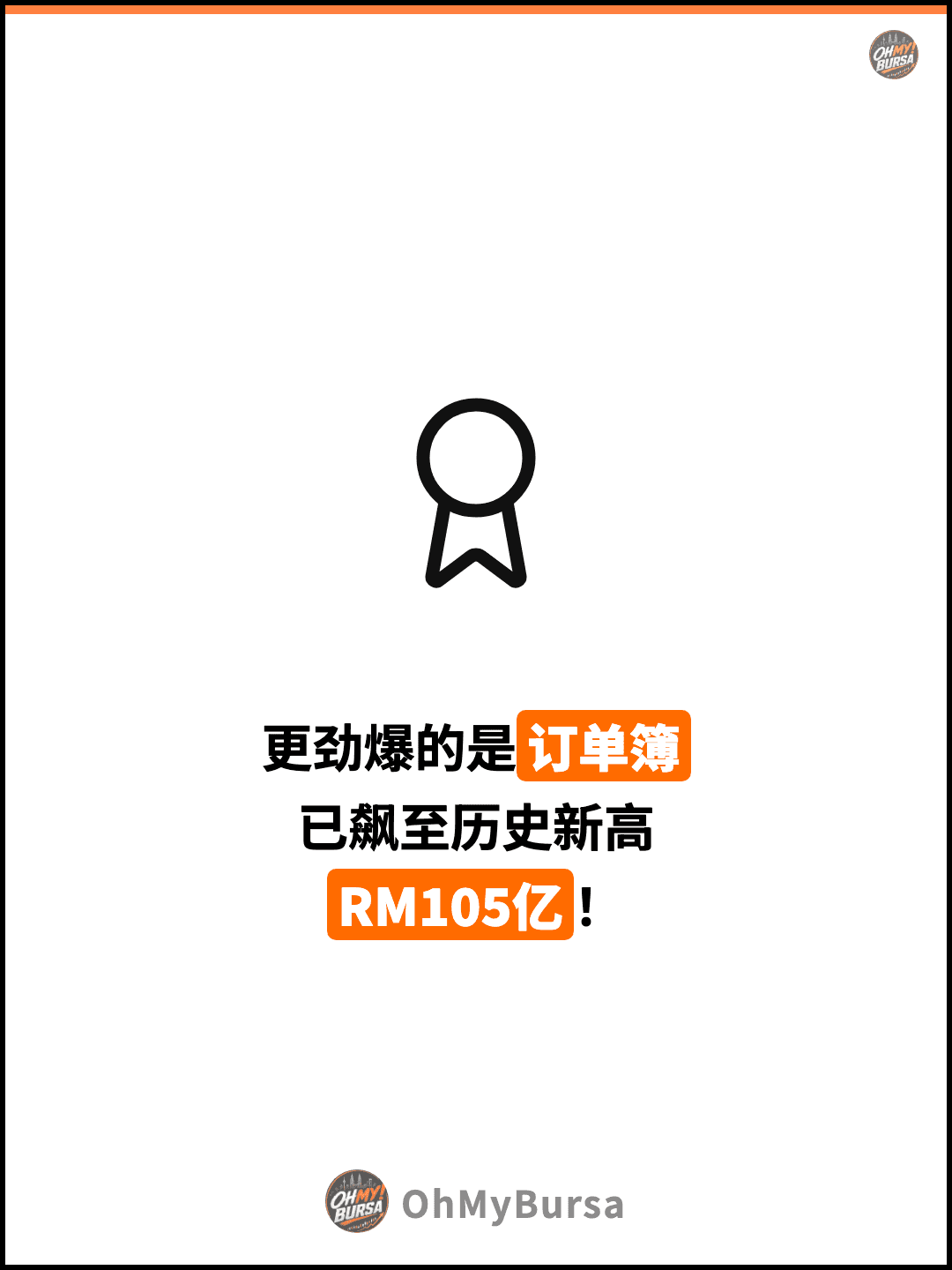 更劲爆的是订单簿 已飙至历史新高 RM105亿！