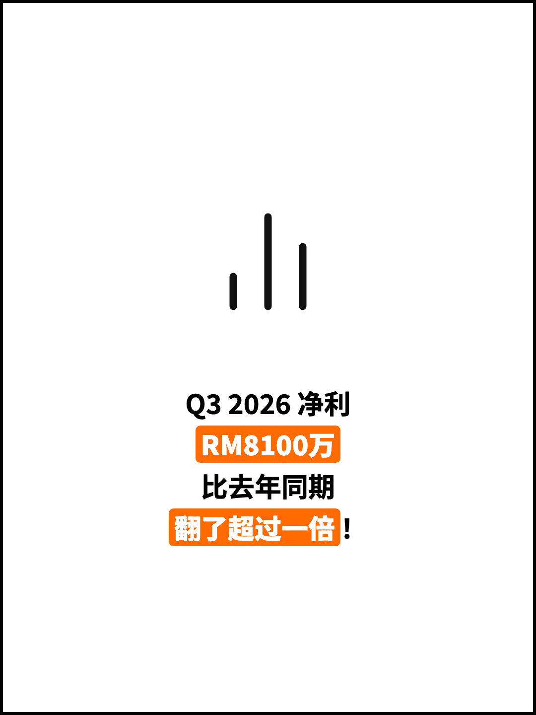 Q3 2026 净利 RM8100万 比去年同期 翻了超过一倍！