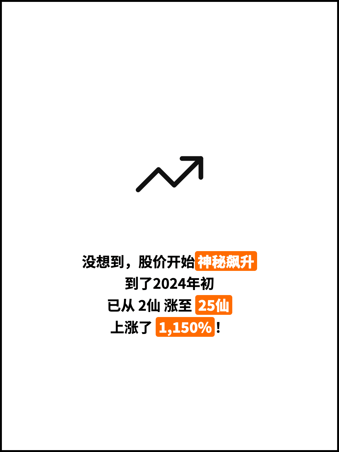 没想到，股价开始神秘飙升 到了2024年初 已从 2仙 涨至 25仙 上涨了 1,150%！