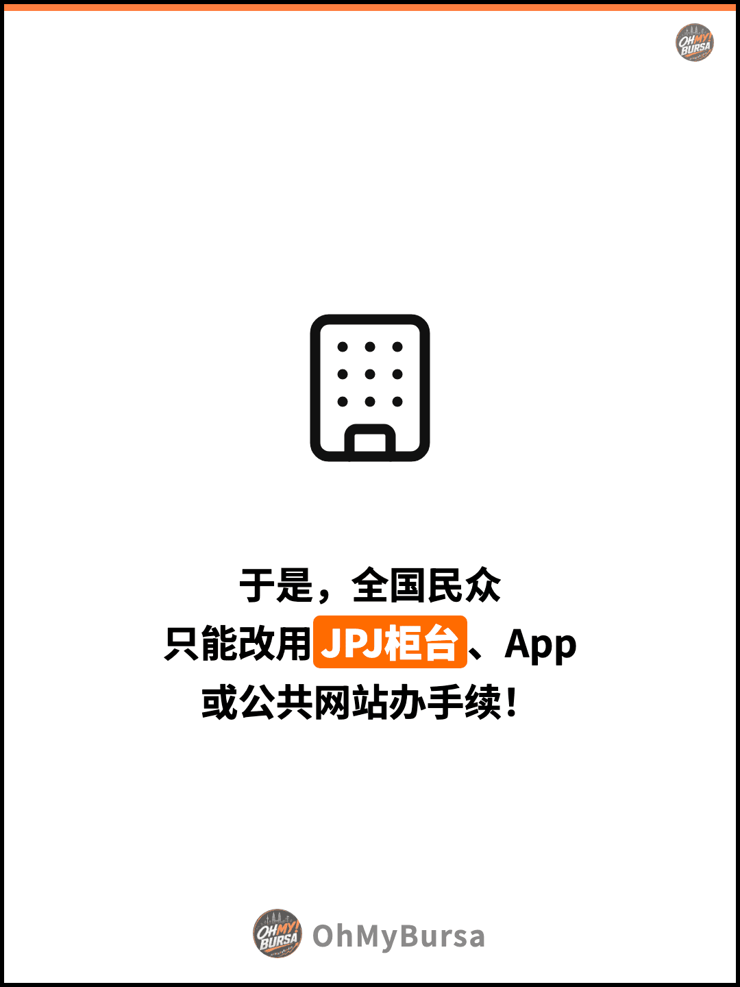 于是，全国民众 只能改用JPJ柜台、App 或公共网站办手续！