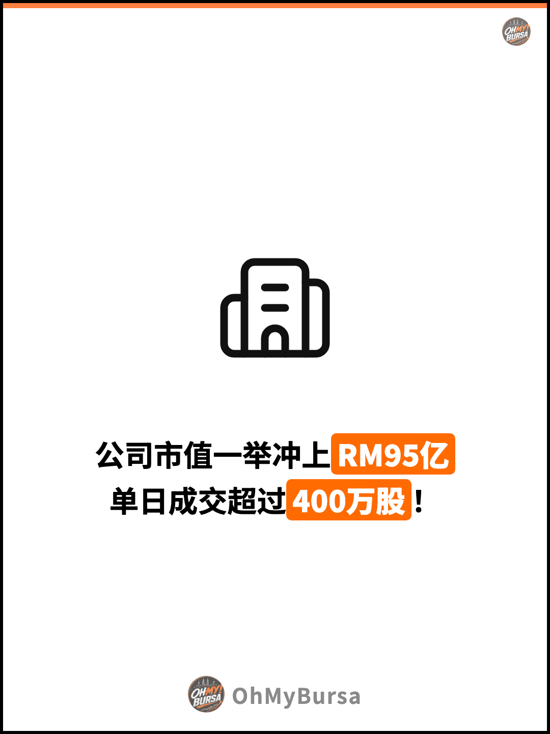 公司市值一举冲上RM95亿 单日成交超过400万股！