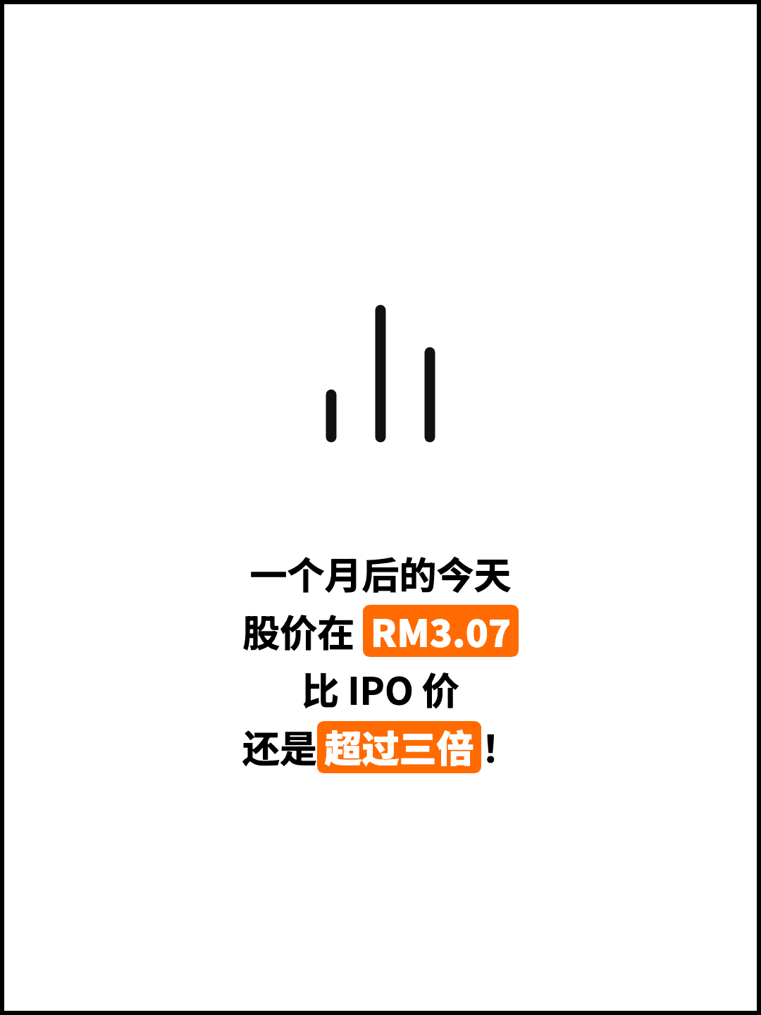 一个月后的今天 股价在 RM3.07 比 IPO 价 还是超过三倍！