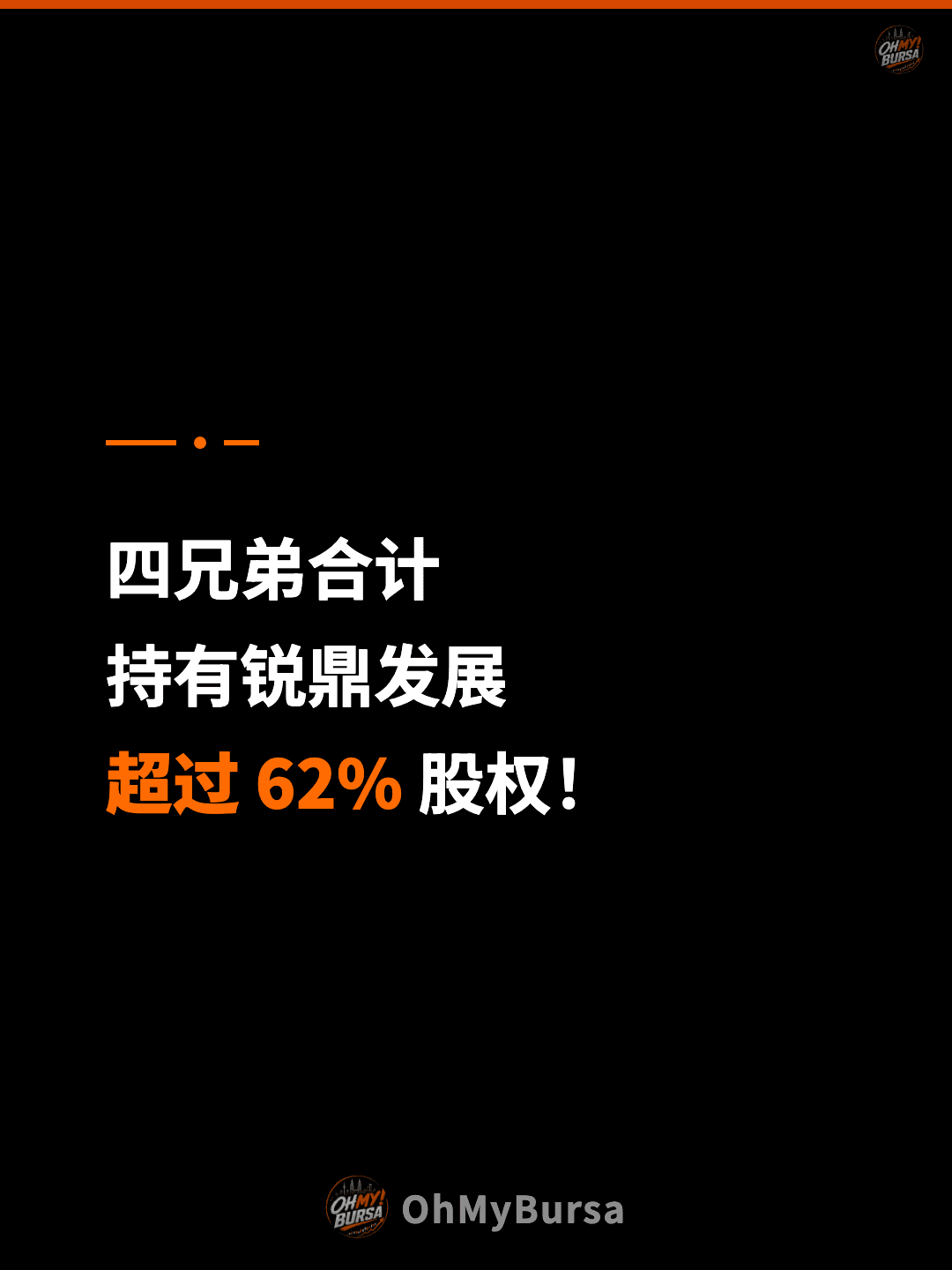 四兄弟合计 持有锐鼎发展 超过 62% 股权！