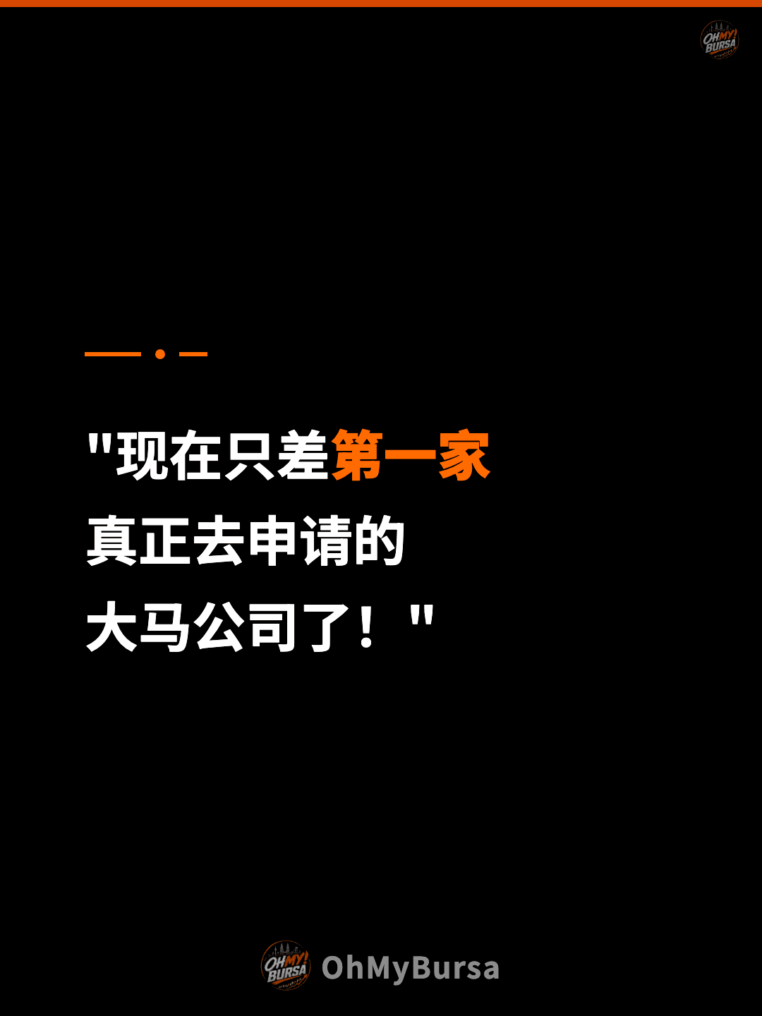 "现在只差第一家 真正去申请的 大马公司了！"