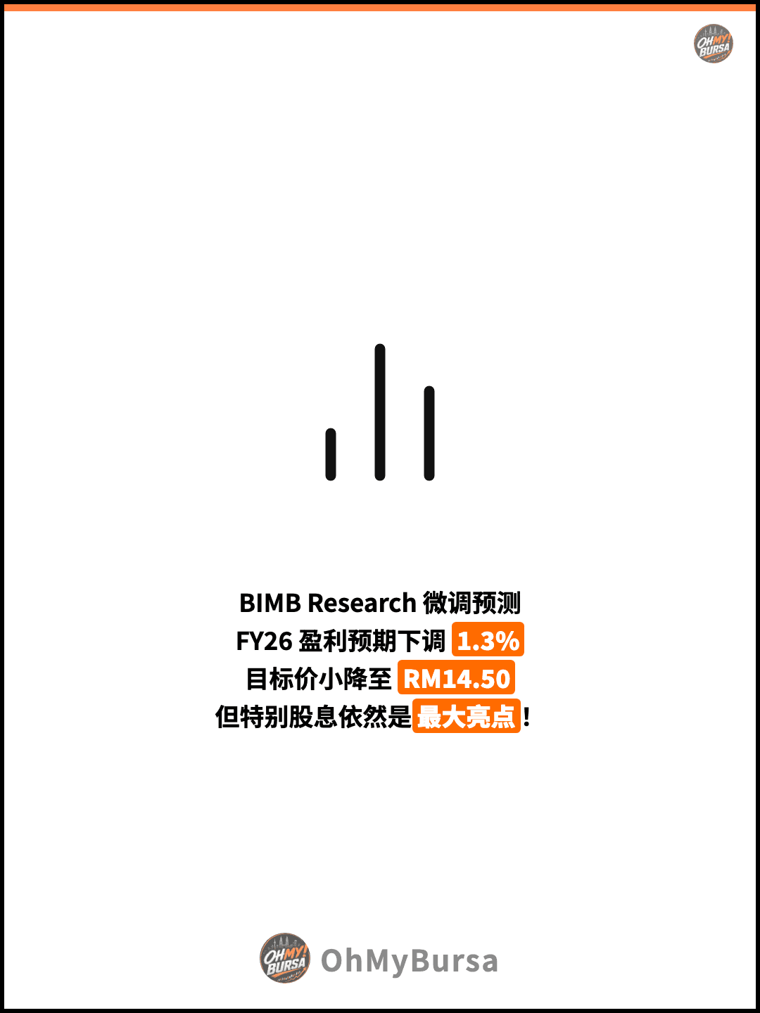 BIMB Research 微调预测 FY26 盈利预期下调 1.3% 目标价小降至 RM14.50 但特别股息依然是最大亮点！