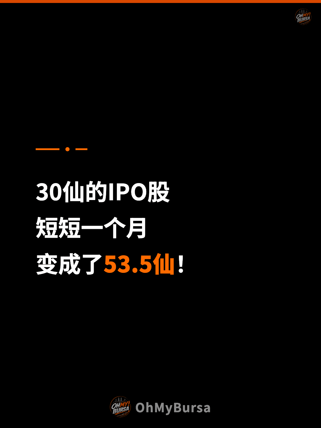 30仙的IPO股 短短一个月 变成了53.5仙！