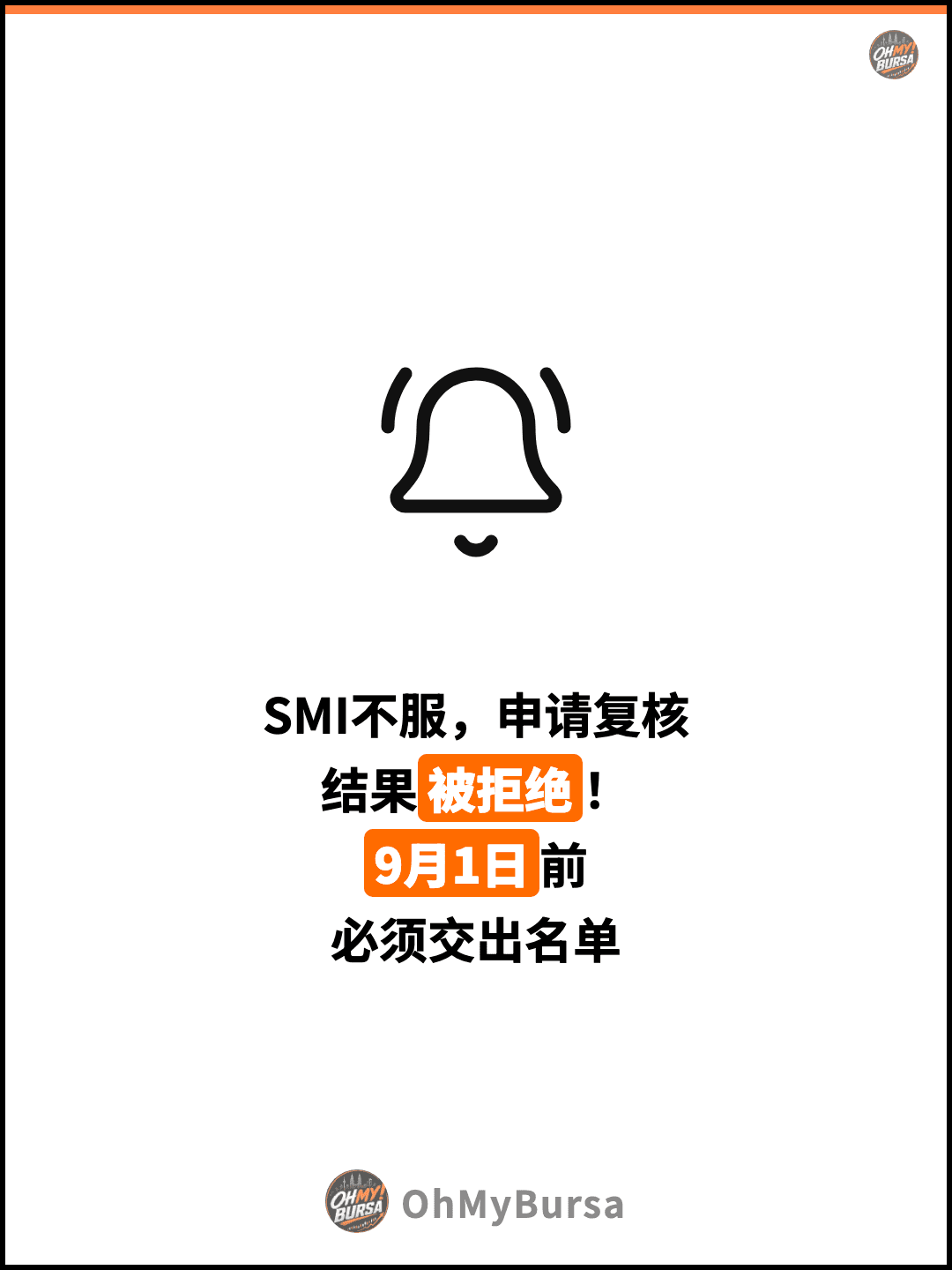 SMI不服，申请复核 结果被拒绝！ 9月1日前 必须交出名单