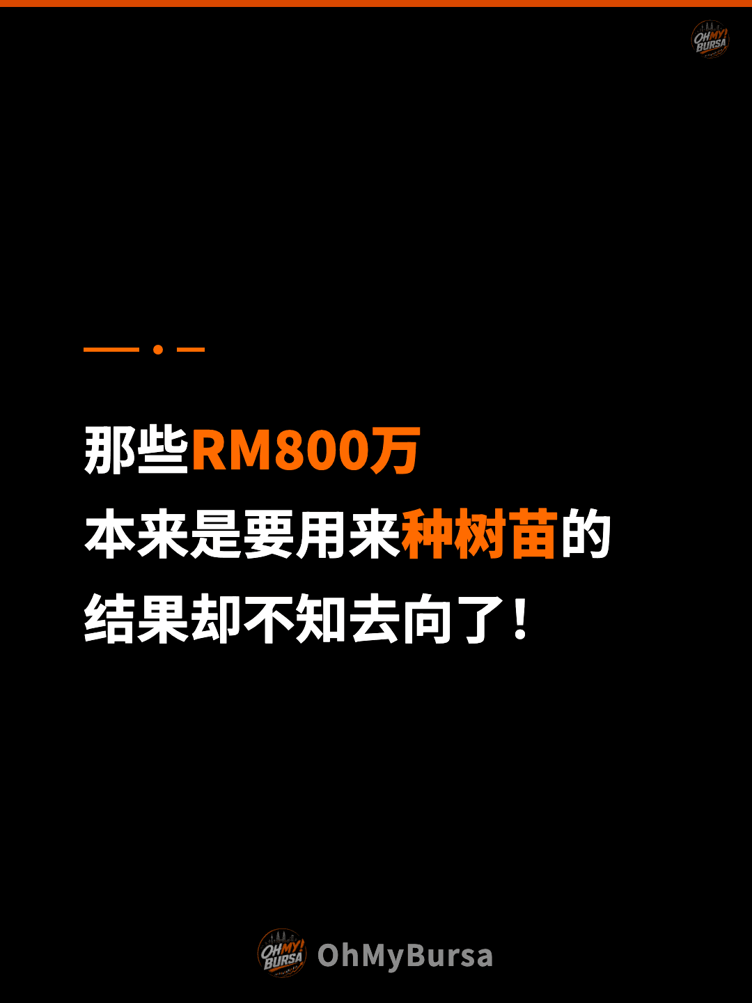 那些RM800万 本来是要用来种树苗的 结果却不知去向了！