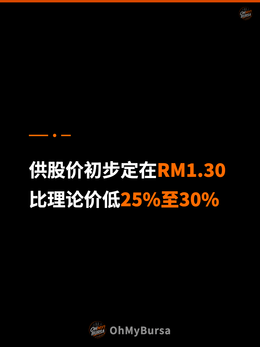 供股价初步定在RM1.30 比理论价低25%至30%