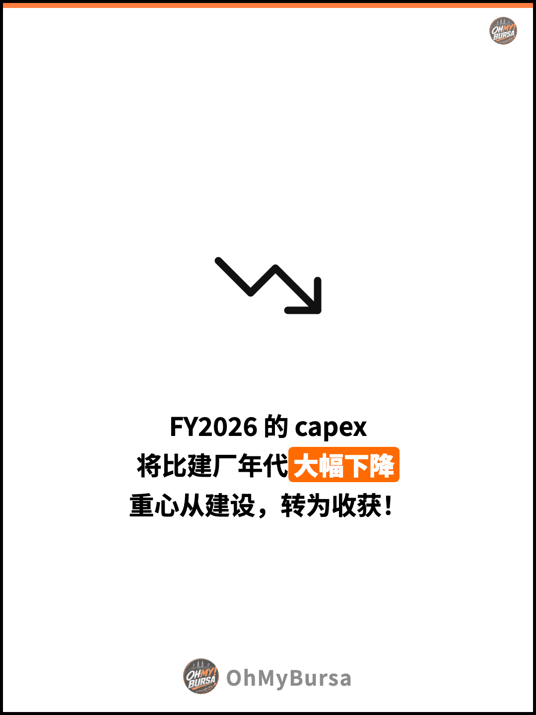 FY2026 的 capex 将比建厂年代大幅下降 重心从建设，转为收获！