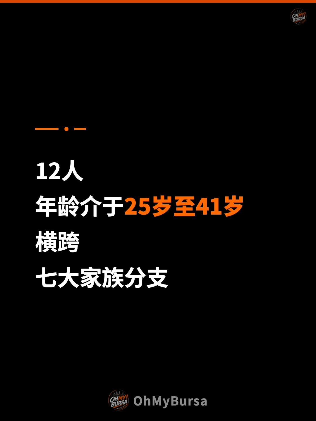 12人 年龄介于25岁至41岁 横跨 七大家族分支