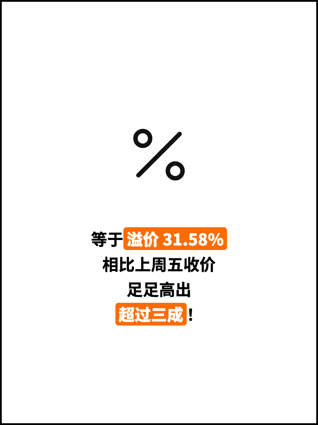 等于溢价 31.58% 相比上周五收价 足足高出 超过三成！