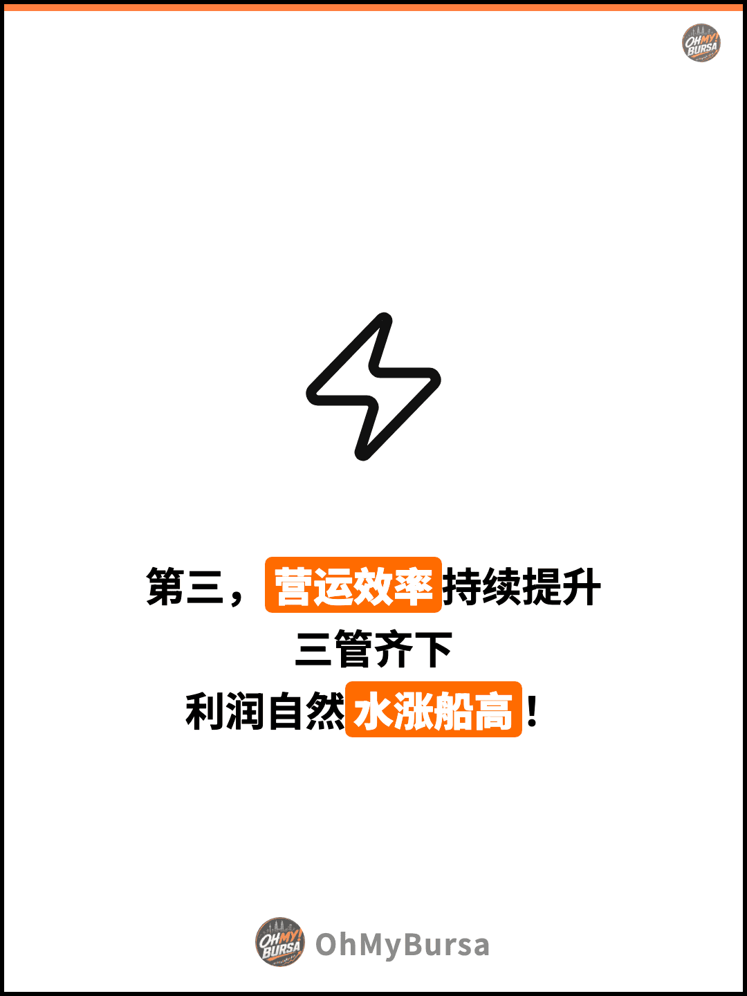 第三，营运效率持续提升 三管齐下 利润自然水涨船高！
