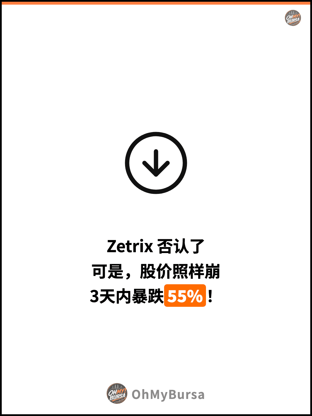 Zetrix 否认了 可是，股价照样崩 3天内暴跌55%！