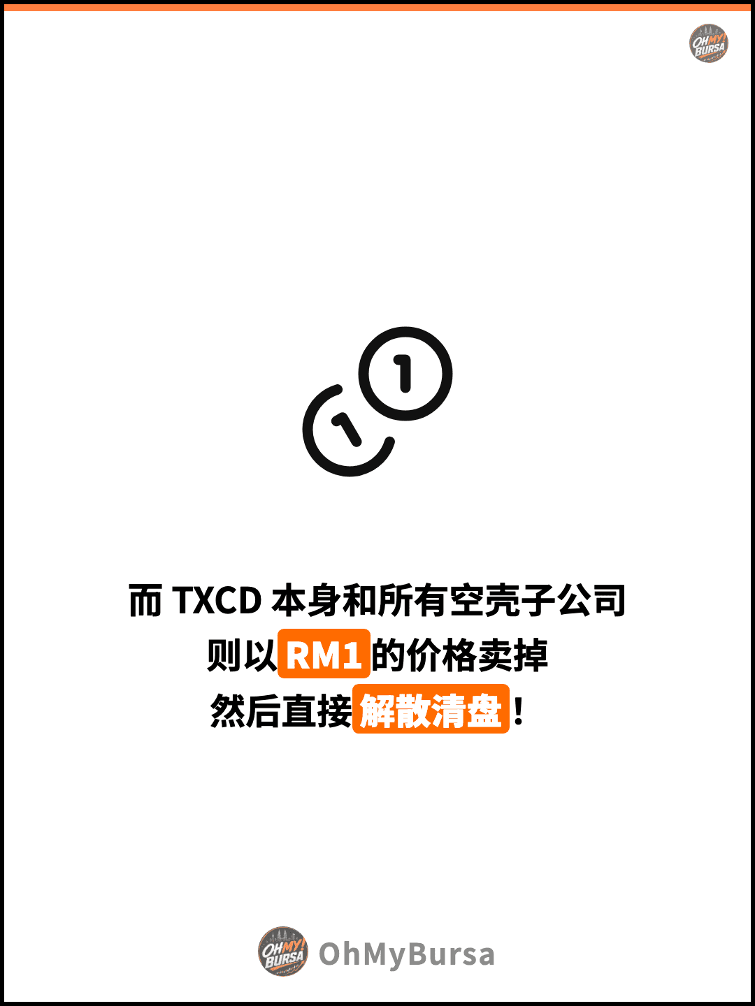而 TXCD 本身和所有空壳子公司 则以RM1的价格卖掉 然后直接解散清盘！