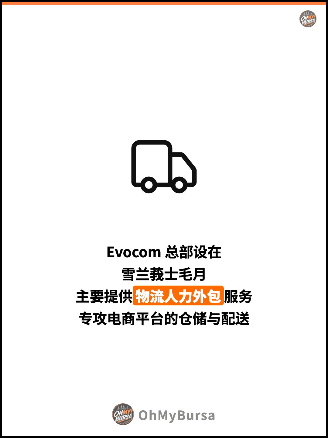 Evocom 总部设在 雪兰莪士毛月 主要提供物流人力外包服务 专攻电商平台的仓储与配送