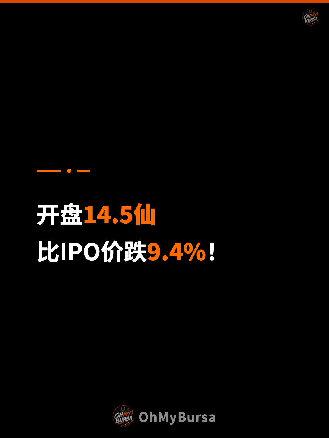 开盘14.5仙 比IPO价跌9.4%！