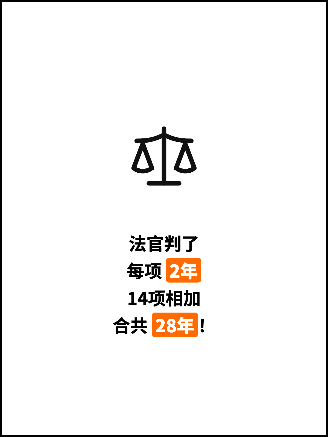 法官判了 每项 2年 14项相加 合共 28年！