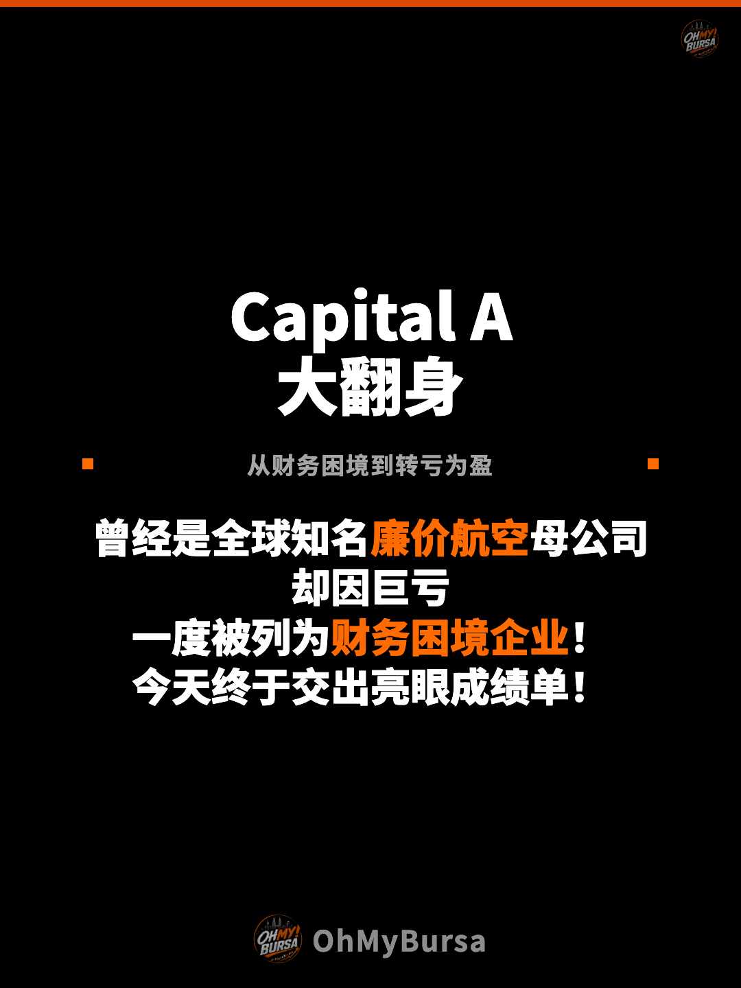 Capital A 大翻身 从财务困境到转亏为盈 曾经是全球知名廉价航空母公司 却因巨亏 一度被列为财务困境企业！ 今天终于交出亮眼成绩单！