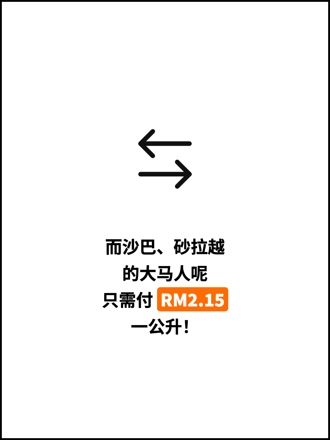 而沙巴、砂拉越 的大马人呢 只需付 RM2.15 一公升！