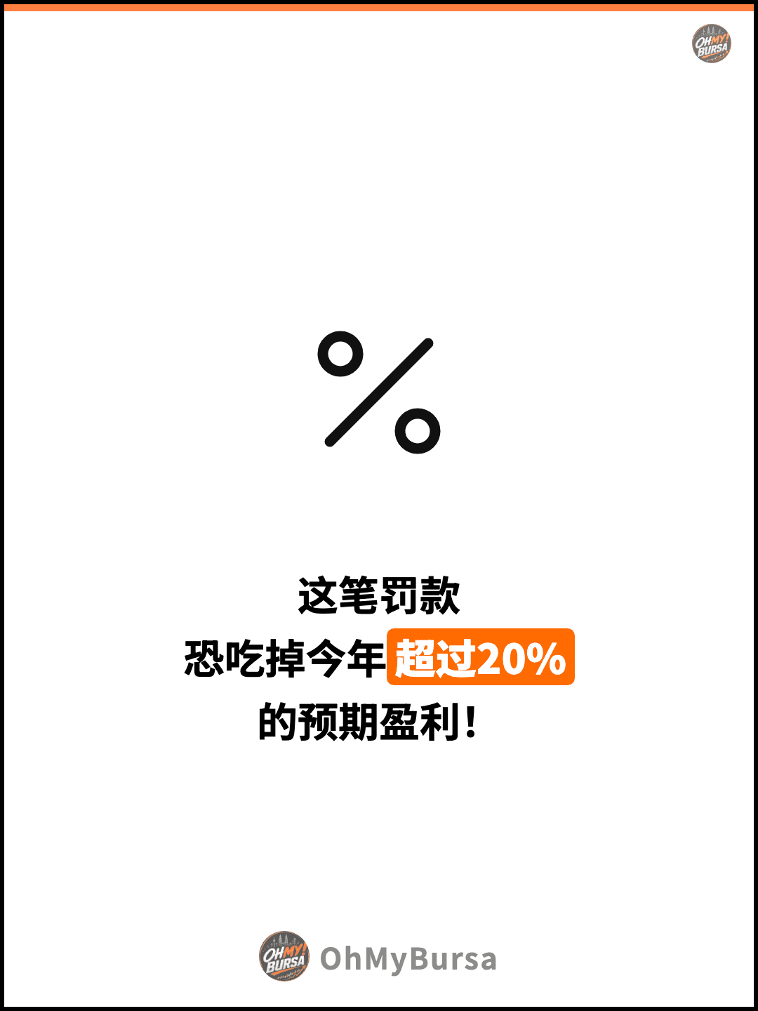 这笔罚款 恐吃掉今年超过20% 的预期盈利！