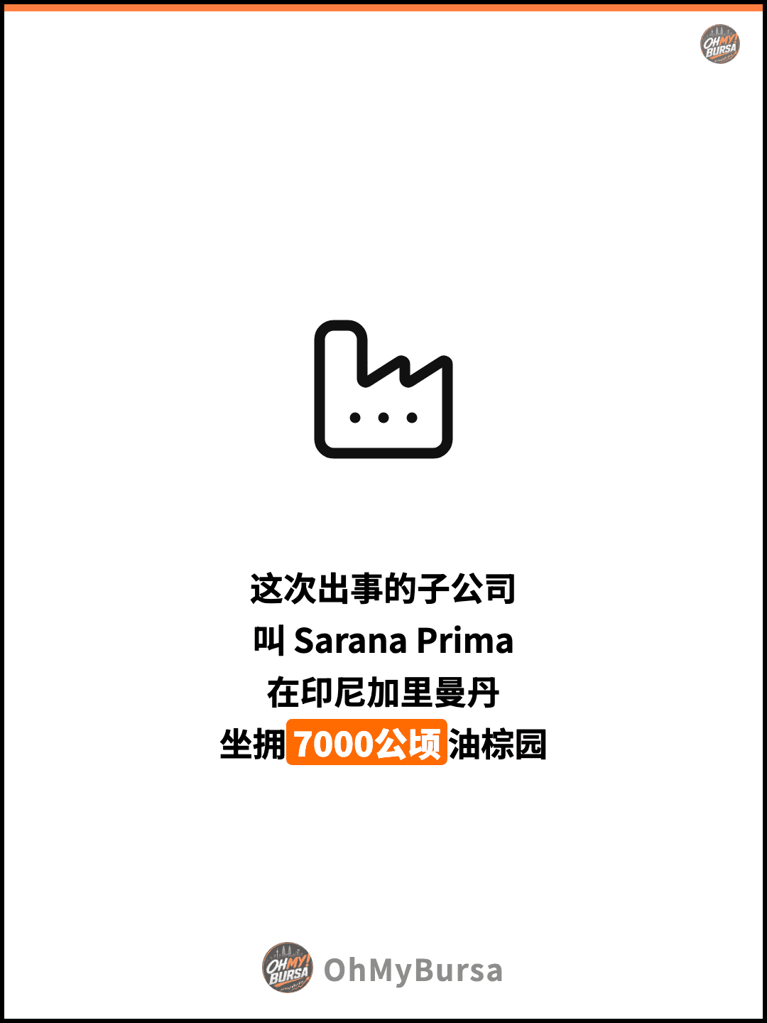 这次出事的子公司 叫 Sarana Prima 在印尼加里曼丹 坐拥7000公顷油棕园