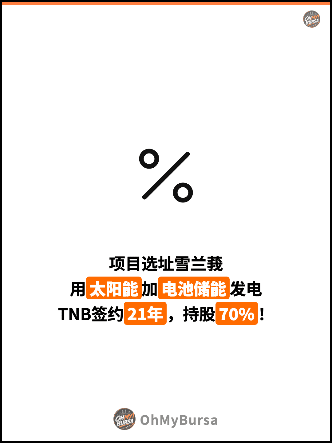 项目选址雪兰莪 用太阳能加电池储能发电 TNB签约21年，持股70%！