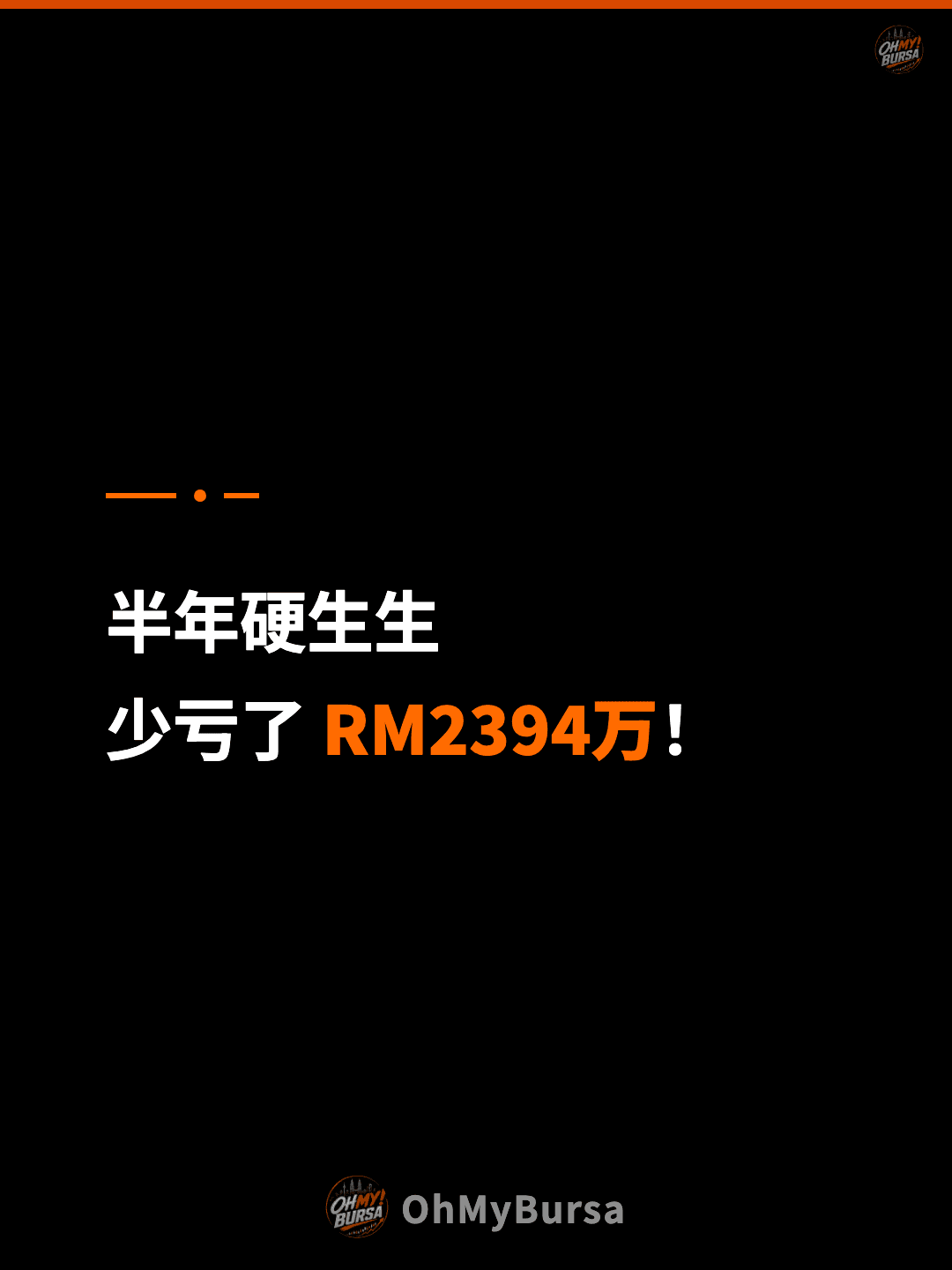 半年硬生生 少亏了 RM2394万！