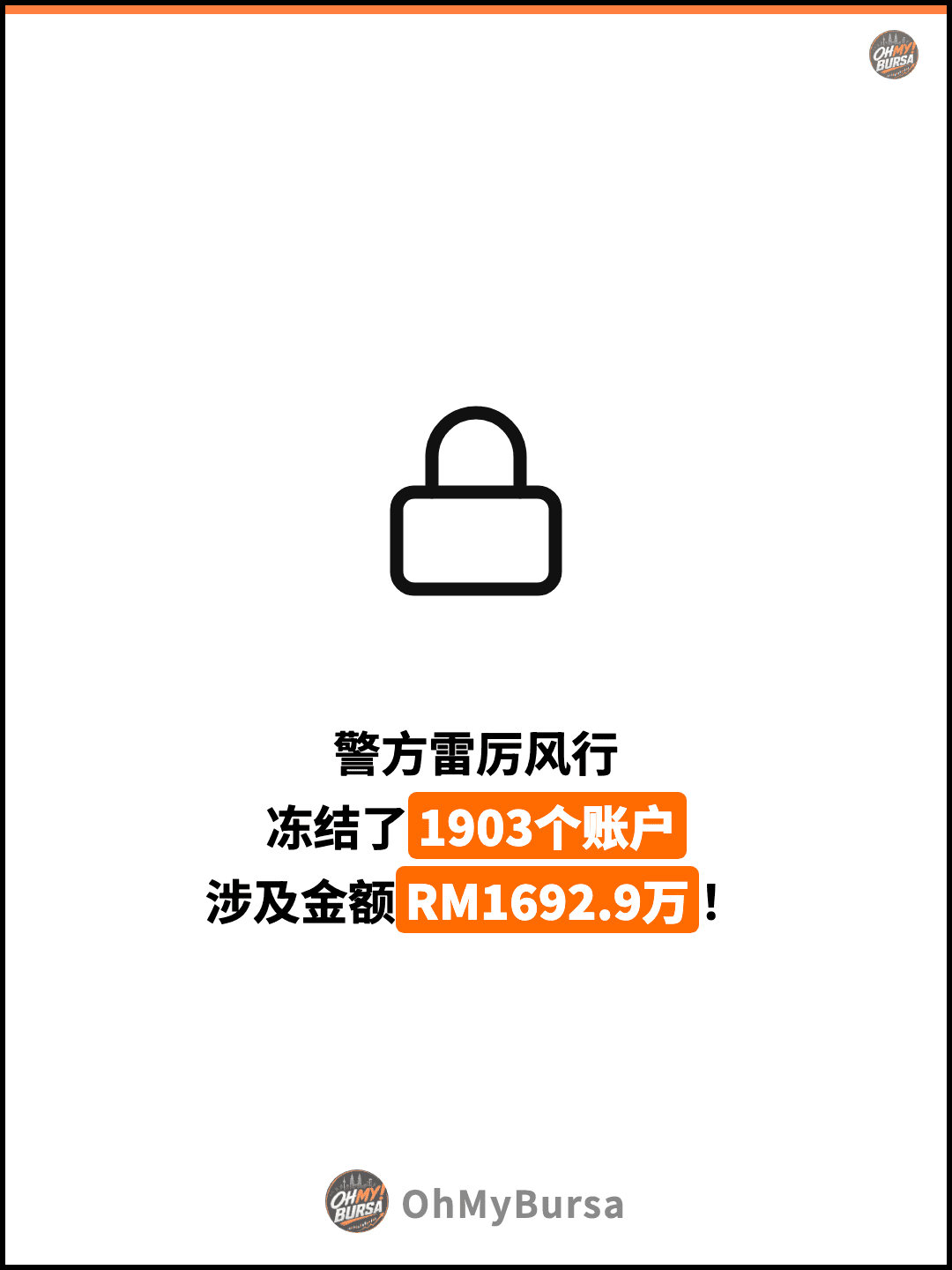 警方雷厉风行 冻结了1903个账户 涉及金额RM1692.9万！