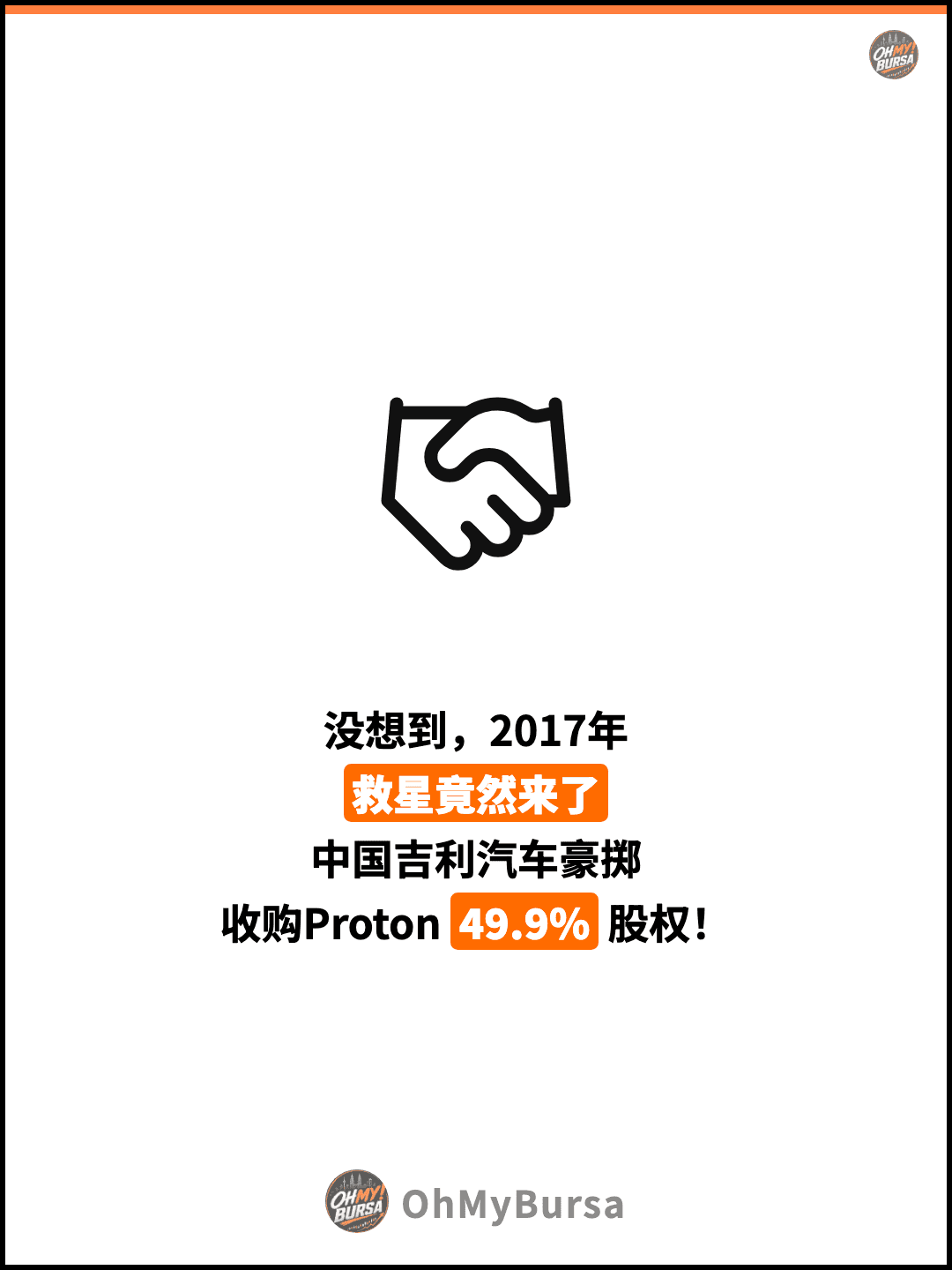 没想到，2017年 救星竟然来了 中国吉利汽车豪掷 收购Proton 49.9% 股权！